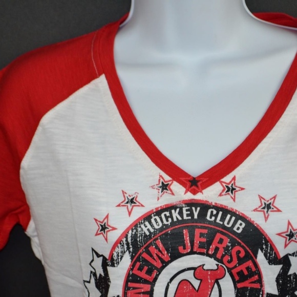 New Jersey Devils V-Neck Raglan T-Shirt - Picture 3 of 5